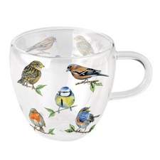 Tasse à thé en verre double paroi 200 ml - oiseaux