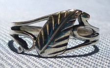 Bague Anneau Argent 925 VRAI HANDMADE 57 8 feuille nature collection bijoux art