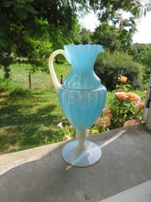 old large blown opaline pitcher 32.5 cm Italian made in Tuscany