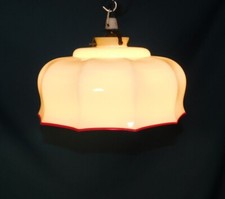 OLD CHANDELIER SUSPENSION. YELLOW OPALINE TULIP VICTORIAN SHAPE ø 27cm