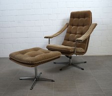Fauteuil pivotant Lounge Chair Relax avec cordon pied d'oie ottoman vintage a...
