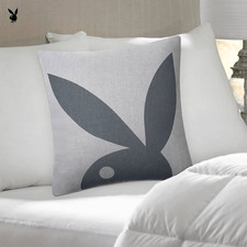 Playboy Bunny Logo Throw Pillow 19x19 Case & Pillow Gray Decorative New