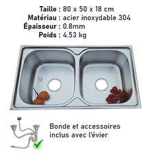 Evier de cuisine 2 bacs