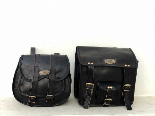 Sacoches moto cuir noir - moto, en