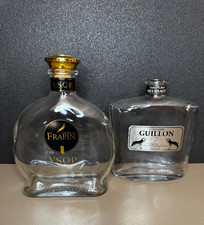 Lot 2 bottles glass bottles Cognac Frapin vsop & Guillon empty decor bar