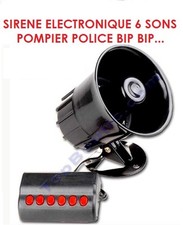 PROMO! PUISSANTE SIRENE ELECTRONIQUE 115DB 20W! 6 SONS POMPIER POLICE BIP BIP