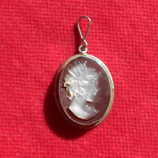 Camée Ancien Sur Nacre -  Pendentif sur Monture Argent  !