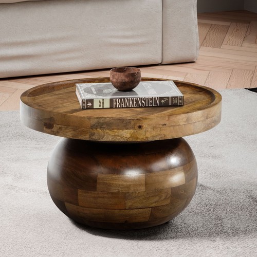 Finebuy table basse ronde bois - basse,