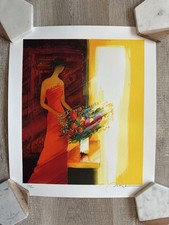 Art - Emile Bellet - Interior au Tapis - 13 3/4"x11 1/2" Lithograph wove paper