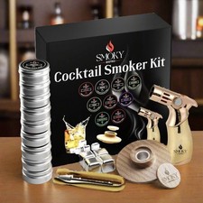 Cocktail Smoker kit with 9 Wood Chip flavors, Metal torch, and more