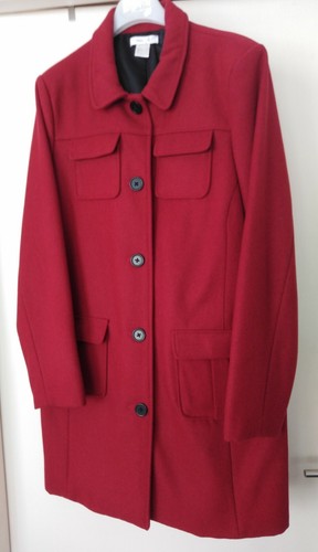 Manteau laine rouge carmin - laine,