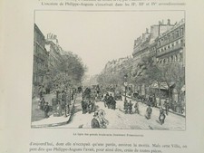 estampe gravure ancienne 1923 originale Grands boulevards Poissonière