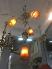 Muller Brothers Signed Glass Paste Chandelier (Breather)