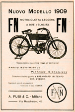 ADVERTISING 1909 MOTO FN F.N. SPEED MODEL BIKE MOTORCYCLE A.FUSI MILAN