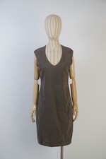 LAST Sarah Pacini Linen Blend Sleeveless Dress Size 2 - Women's V-Neck Braun