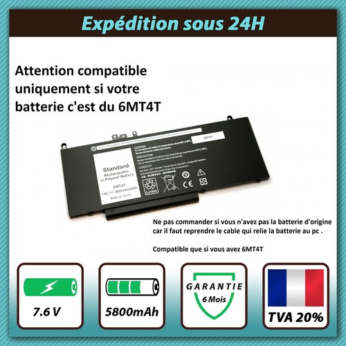 6mt4t batterie pour - batterie, dell