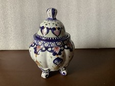 Pot avec Couvercle Faïence Vieux Rouen Fait Main  signé R. TION      Vintage