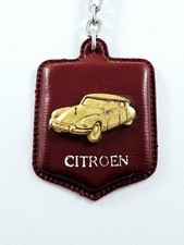 KEYCHAIN - CITROEN DS - aluminium on faux leather - vintage garages 1960s -