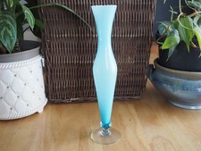 Vase Opaline Bleu . Haut  31 cm État Impeccable Soliflore Vintage