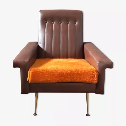 Fauteuil vintage skaï - vintage, en