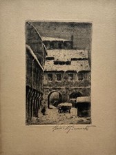 Estampe Cour Arrière En Hiver