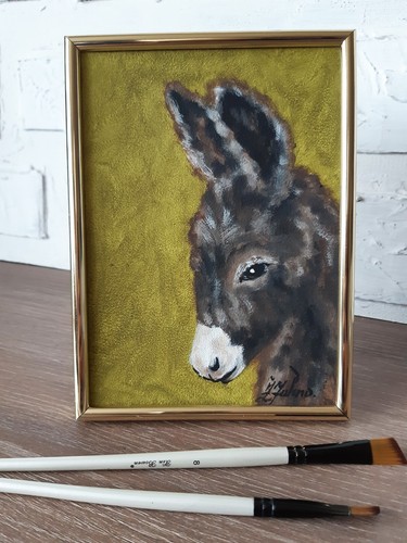 Peinture huile âne 5x7 - à, l'huile