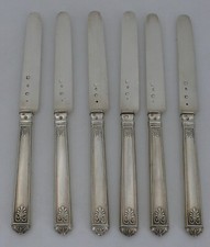 6 fruit knives, blades and handles vermilion period restoration, silver old