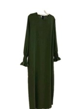 Women's Ruffle Sleeve Abaya for Women Kaftan Style Abaya Maxi Dress Green Size L