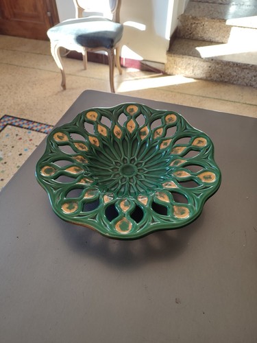 Grand plat faience verte - faience,