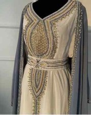 New Stylish Abaya Farasha Kaftan Gown Long New Moroccan Dress Hand Work Dubai