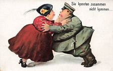 Ils N'ont Pas Pu Venir Ensemble Soldat Gros Avec Femme Carte Postale AK