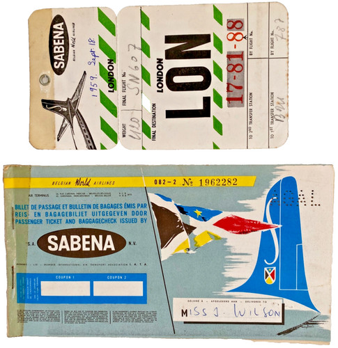 1959 sabena passenger ticket - 1959,