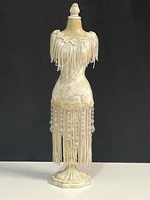 Présentoir à Bijoux Vintage Buste De Femme Robe En Tissus Et Perle