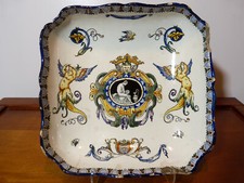 Antique 19th Century 19th Century Gien Earthenware Dish Cut Jatte Renaissance Decor