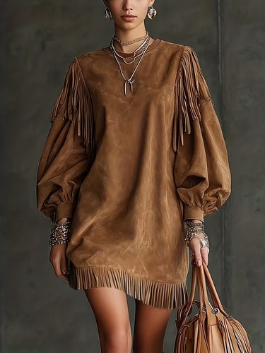 Robe femme velours franges - robe,