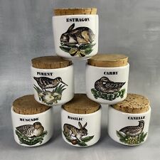 6 pots à épices condiments en porcelaine d’Auteuil Jacques Lobjoy décor Chambord