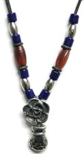 Modern Icons pendant - Flower Power (horn/cobalt blue)