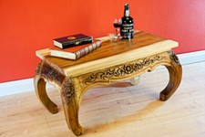 Opium Table Basse Sculpture sur Bois Massif Acacia Thai Meuble Salon
