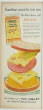 Kraft Natural Swiss Cheese Sliced 1950s Advertisement Print Kitchen Decor