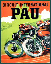 Affiche moto Circuit International Pau 1951 - 12X16/16X20/18X24/24X36