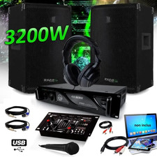 Pack DJ Sono 3200W IBIZA DISCO12 + Ampli MyDj 2000W + Table Mix USB + Casque