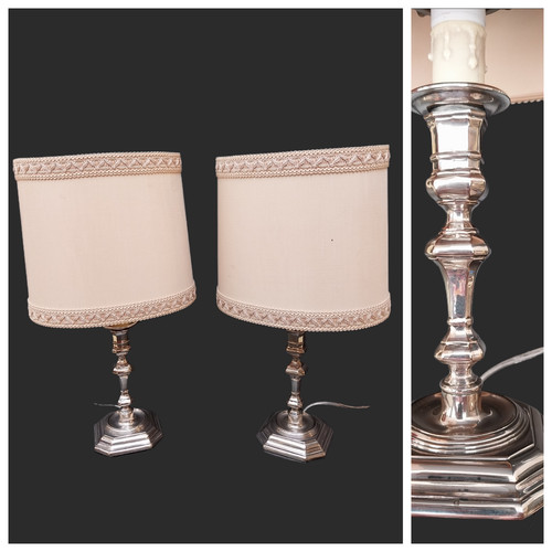 Paire bougeoirs lampes - bougeoirs,