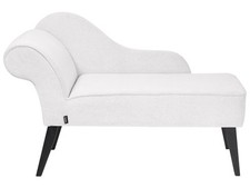Divan Côté Gauche en Tissu Blanc Chaise Longue de Salon Bois d'Hévéa et Con