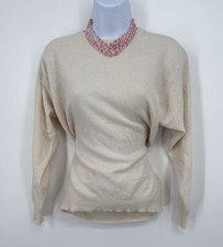 Soft wool / Angora blend  Open Front Pull Over Sweater Womens M/L cream