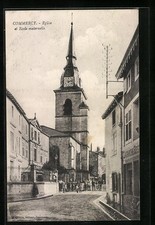 Old postcard Commercy, church and kindergarten 