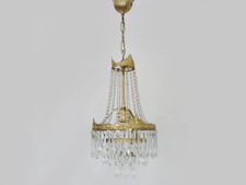 Antique three-story hot air balloon chandelier, glass tassels. 70s