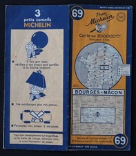 Carte MICHELIN 69 BOURGES MACON 1948 Guide Bibendum pneu tyre map