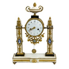 Devillaine a Paris French Gilt Bronze Mantel Clock Wedgwood Blue Jasper Accents