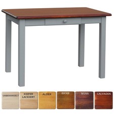 Table à manger grise AVEC TIROIR table de cuisine table de pin massif BOIS...