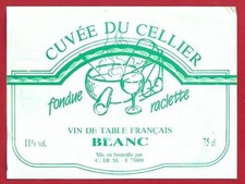 116-01 White Savoy Wine Label Cuvée du Cellier set C. DE.M. Racle Fondue
